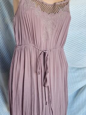 one clothing Mauve Lace-Trim Midi Dress